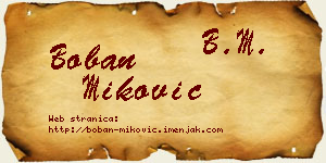 Boban Miković vizit kartica